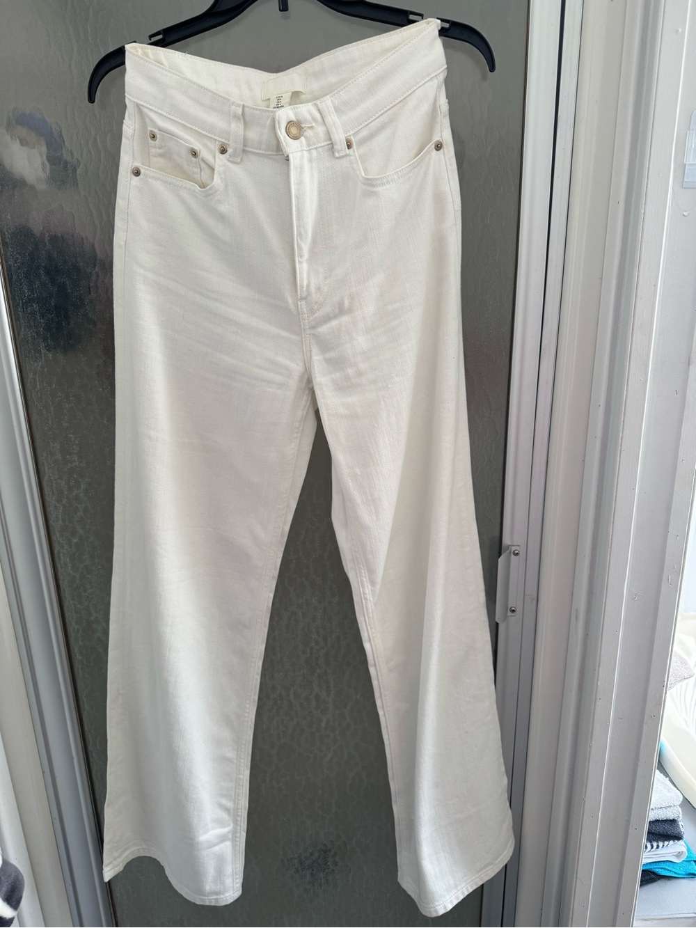 H&M White High-Rise Wide-Leg Jeans